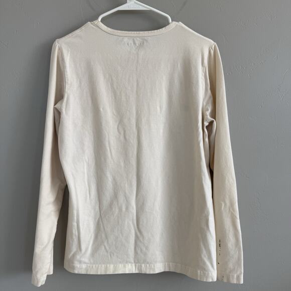 WoolRich Long Sleeve Crew Neck T-Shirt Woman’s Size M Ivory Cream Off White - Picture 3 of 10